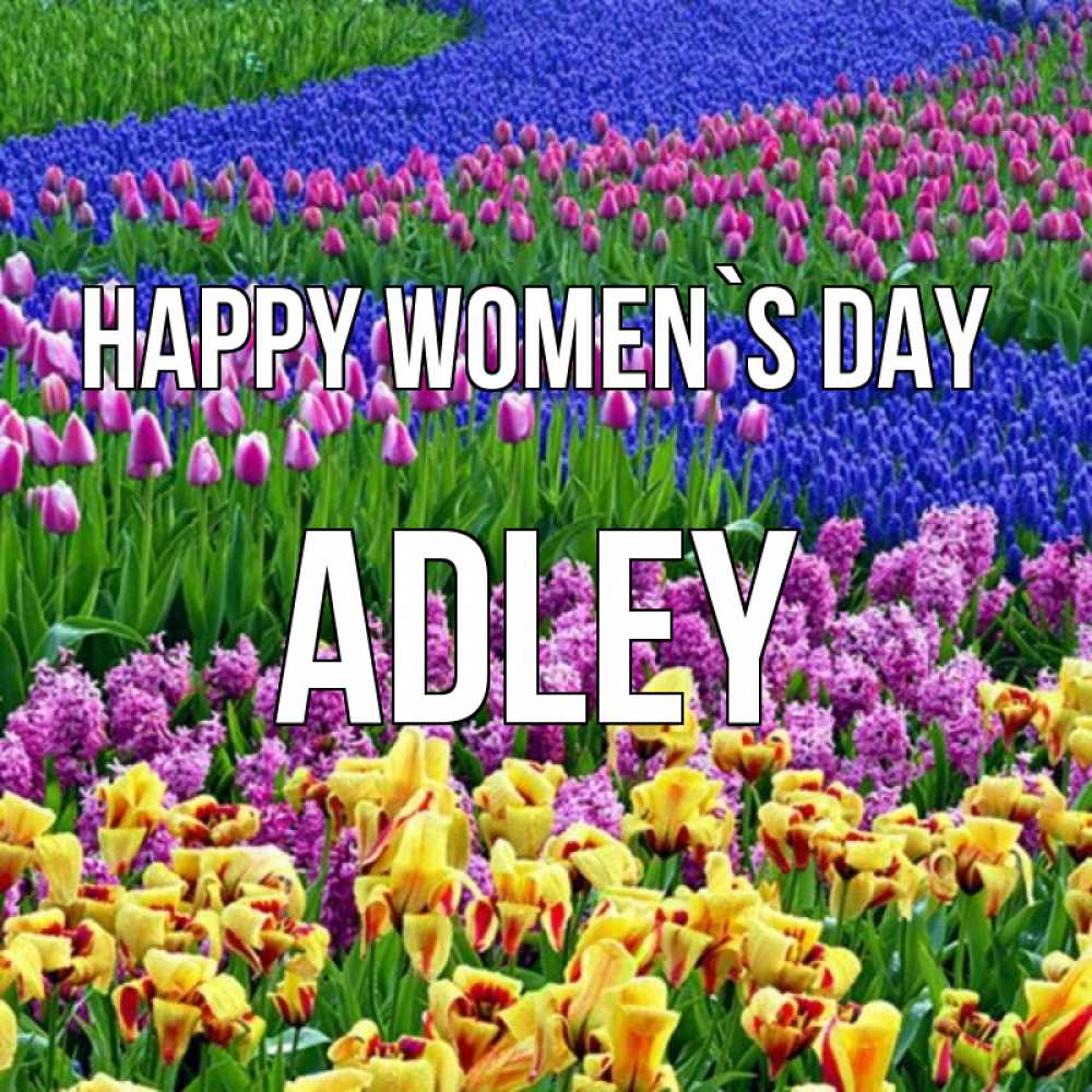 Greetings card с именем, Adley happy women`s day цветы Greetings with text for free download 